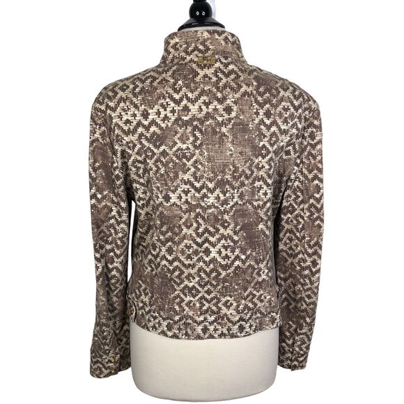 St. John Sport By Marie Gray Aztec Geometric Print Snap Button Jacket Women’s L - Picture 3 of 8